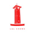 Lal Chouk tower vector icon. Red square of Kashmir tower icon