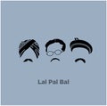 Lala Lajpat Rai, Bipin Chandra Pal, and Bal Gangadhar Tilak Freedom Fighter of India face vector icons. Lal, Bal, Pal movements