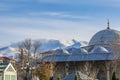 Lalapasa mosque with palandoken mountain background with snow