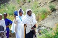 Pilgrims going to the Church for pray in African town