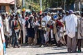 Lalibela, Ethiopia - Feb 13, 2020: Ethiopian people at the Bet Maryam Church, St. Mary Church in Lalibela, Ethiopia