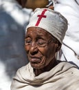 Lalibela, Ethiopia - Feb 13, 2020: Ethiopian people at the Bet Maryam Church, St. Mary Church in Lalibela, Ethiopia