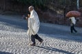 Lalibela, Ethiopia - Feb 13, 2020: Ethiopian people at the famous Rock-Hewn Church of Saint George - Bete Giyorgis Royalty Free Stock Photo