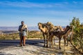 Lalibela, Ethiopia - Feb 12, 2020: Ethiopian people seen on the road from Lalibela to Gheralta in Northern Ethiopia