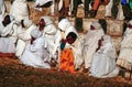 people watch the morning ceremony in Lalibela where the priest presents the holy Ark of the Covenant at a yearly orhodox