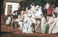 people watch the morning ceremony in Lalibela where the priest presents the holy Ark of the Covenant at a yearly orhodox