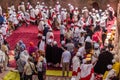 LALIBELA, ETHIOPIA - MARCH 29, 2019: Christian priests, devotees and tourists in front of Bet Maryam, rock-cut church in