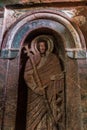 LALIBELA, ETHIOPIA - MARCH 29, 2019: Scultpture in Bet Golgotha and Bet Mikael rock-cut churches in Lalibela, Ethiop