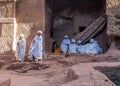 Group of priests outside of a church, Lalibela, Ethiopia