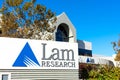 Lam Research sign and logo at semiconductor company Lam Research Corporation headquarters in Silicon Valley. - Fremont, California