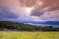 Lam Takong reservoir dam with sunlight