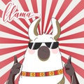 Lama in cartoon style. Royalty Free Stock Photo