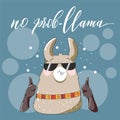 Lama in cartoon style. Royalty Free Stock Photo