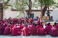 Lama debating Buddhist scriptures Royalty Free Stock Photo