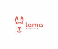 Lama logo design. Cute cartoon alpaca vector design