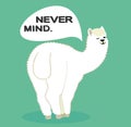 Lama`s poster with the inscription `never mind`. Royalty Free Stock Photo