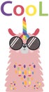 Lama in the Scandinavian style, cool, in rainbow glasses. LGBT freedom concept. No llama problem