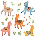 Lama set vector background Royalty Free Stock Photo