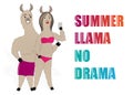 Lama in swimming trunks with glasses. summer time. llama in a swimsuit. Selfie. Royalty Free Stock Photo