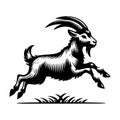 LaMancha Goat Jumping Vintage Vector Icon. Royalty Free Stock Photo