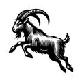 LaMancha Goat Jumping Vintage Vector Icon. Royalty Free Stock Photo
