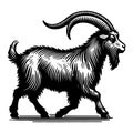 LaMancha Goat Walking Vintage Vector Icon. Royalty Free Stock Photo