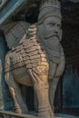 Lamassu sculpture - human-headed winged bull on the entrance to Fire temple in Fort Mumbai,