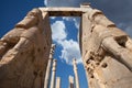 Lamassu Statues of Persepolis Against Blue Sky with White Clouds in Shiraz Royalty Free Stock Photo