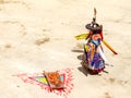 Monk performs sacred black hat dance at Yuru Kabgyat Festival in Lamayuru monastery