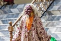 LAMAYURU, INDIA - SETEMBER 13, 2015: An unidentified buddhist lamas dressed in mystical mask dancing Tsam mystery dance in time of Royalty Free Stock Photo