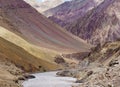 Lamayuru moonland - Picturesque lifeless mountain landscape on a section of the Leh-Kargil route in the Himalayas Royalty Free Stock Photo