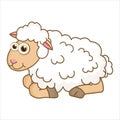 Lamb. Cartoon character young Sheep isolated on white background. Template of cute farm animal. Education card for kids Royalty Free Stock Photo