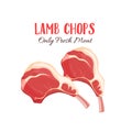Lamb chop vector illustration in cartoon style.