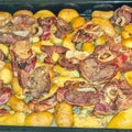 Lamb chops and baked potatoes Royalty Free Stock Photo