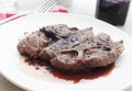 Lamb chops with cherry sauce