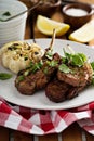 Lamb chops grilled with herbs Royalty Free Stock Photo