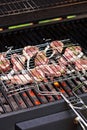 Lamb chops in grilling basket on grill Royalty Free Stock Photo