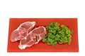 Lamb chops on red plate Royalty Free Stock Photo