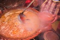 Lamb consome served in clay dishes, typical Mexican food