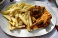 Lamb with crispy fried chips