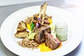 Lamb dish served in fency hotel restaurant Royalty Free Stock Photo