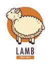 Lamb fresh meat promotional emblem with fluffy sheep Royalty Free Stock Photo