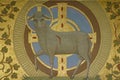 Lamb of God, Agnus Dei with a cross, fresco in the church of Corpus Domini in Zagreb Royalty Free Stock Photo