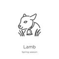 lamb icon vector from spring season collection. Thin line lamb outline icon vector illustration. Outline, thin line lamb icon for