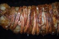 Lamb intestines and giblets fried on spit for kokorech