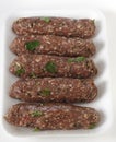 Lamb kofta on a supermarket tray Royalty Free Stock Photo