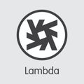 LAMB - Lambda. The Icon of Virtual Momey or Market Emblem. Royalty Free Stock Photo
