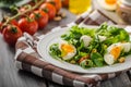 Lamb lettuce salad with eggs Royalty Free Stock Photo