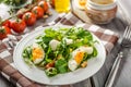 Lamb lettuce salad with eggs Royalty Free Stock Photo
