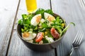Lamb lettuce salad with eggs Royalty Free Stock Photo